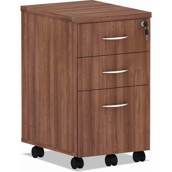 ALERA Pedestal File 3 Drawers, Woodgrain Laminate, Modern