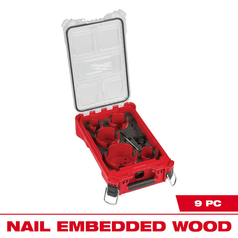 Hole Saw Kits: Minimum Saw Diameter (Decimal Inch): 1-3/8; Maximum Saw Diameter (Decimal Inch): 6-1/4; Number of Hole Saws: 9; Maximum Cutting Depth: 1.62 in