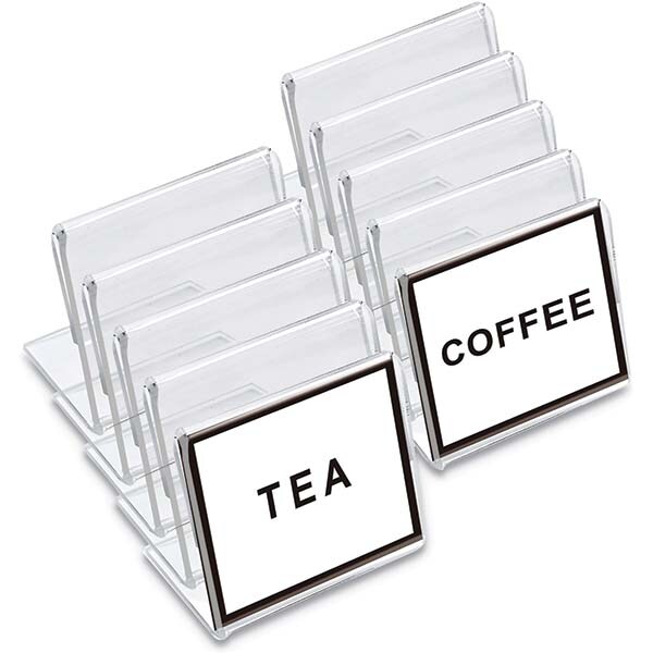 Sign Holders & Frames; Material: Plastic; Plastic ; Color: Clear ; Indoor or Outdoor: Indoor ; Frame Corner Shape: Rectangle ; Includes: (10) Blank Paper Inserts for Creating Individual Signage