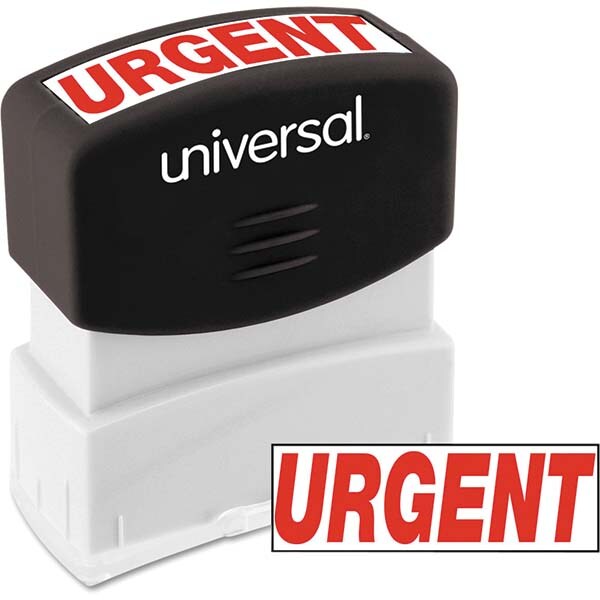 Pre-inked Stock Stamps; Type: Message ; Message: URGENT ; Color: Red ; Length (Inch): 1.4 ; Width (Inch): 3.6