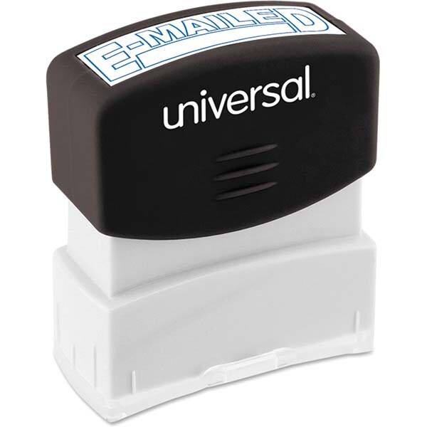Pre-inked Stock Stamps; Type: Message ; Message: E-MAILED ; Color: Blue ; Length (Inch): 2.5 ; Width (Inch): 1.25