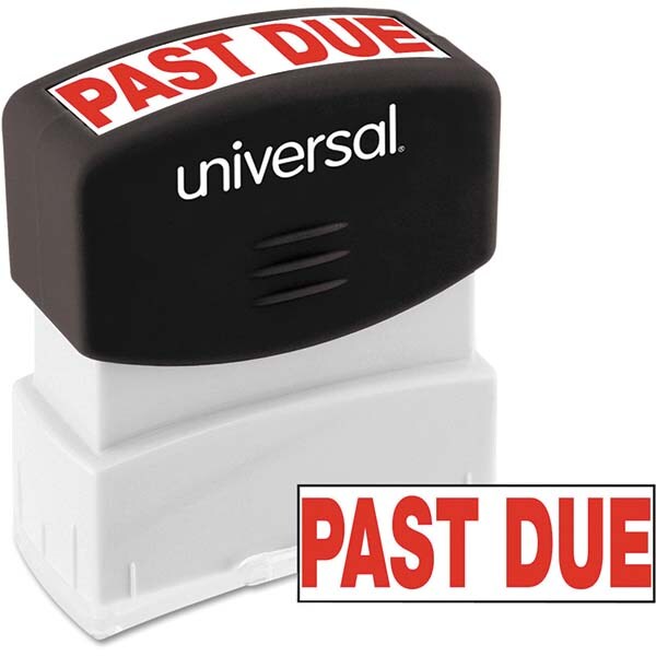 Pre-inked Stock Stamps; Type: Message ; Message: PAST DUE ; Color: Red ; Length (Inch): 1.2 ; Width (Inch): 2.3
