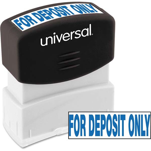 Pre-inked Stock Stamps; Type: Message ; Message: for DEPOSIT ONLY ; Color: Blue ; Length (Inch): 2.5 ; Width (Inch): 1.25