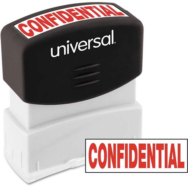 Pre-inked Stock Stamps; Type: Message ; Message: CONFIDENTIAL ; Color: Red ; Length (Inch): 5.25 ; Width (Inch): 2.75
