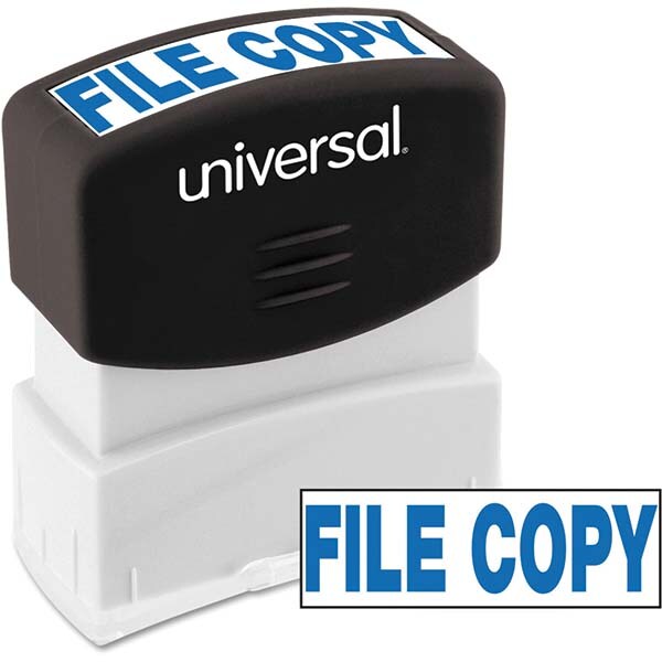 Pre-inked Stock Stamps; Type: Message ; Message: FILE COPY ; Color: Blue ; Length (Inch): 1.2 ; Width (Inch): 2.3