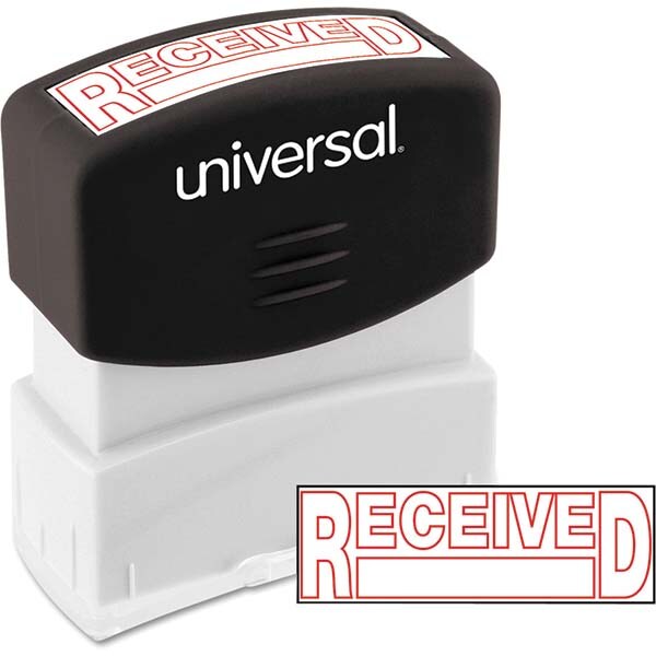Pre-inked Stock Stamps; Type: Message ; Message: RECEIVED; RECEIVED; RECEIVED ; Color: Red ; Length (Inch): 1.313 ; Width (Inch): 2.438 ; Imprint Area Width: 2.438in