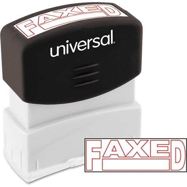 Pre-inked Stock Stamps; Type: Message ; Message: FAXED ; Color: Red ; Length (Inch): 1.2 ; Width (Inch): 2.3