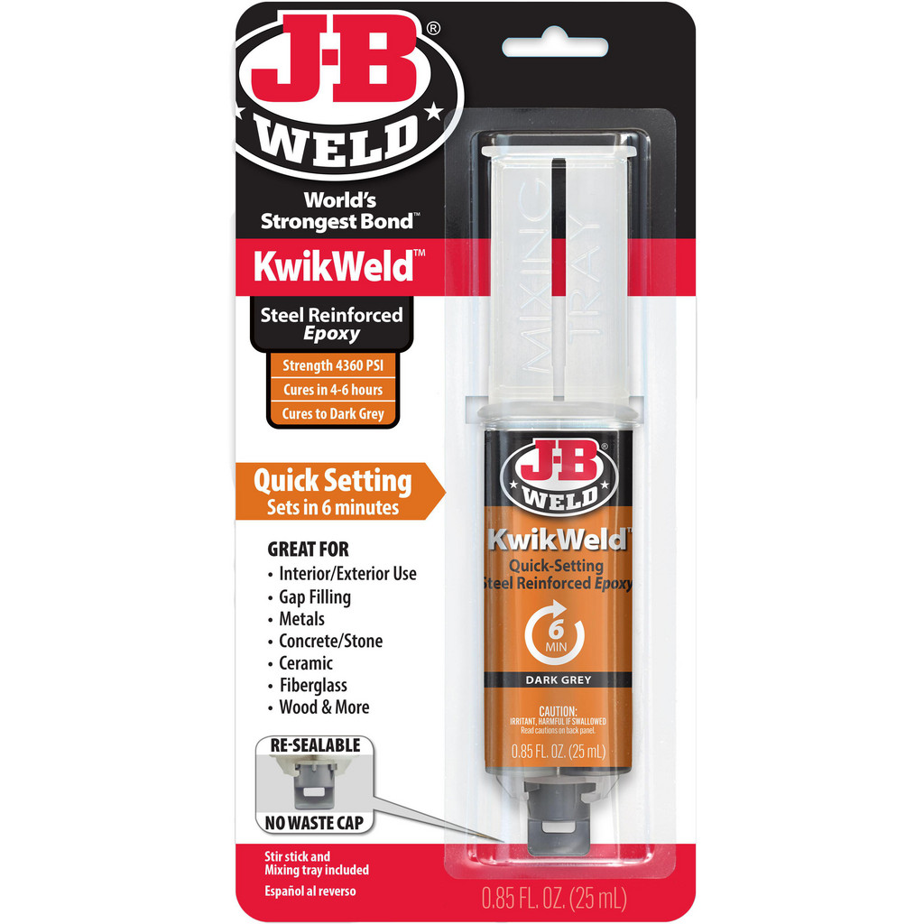 J-B Weld - KwikWeld Steel Enforced Epoxy Syringe, Dark Gray, 25 mL