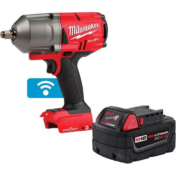 18V FUEL w/ONE-KEY 1/2 High Torque Impact Wrench Bare Tool w/Friction Ring + Bonus 5.0 Ah Battery