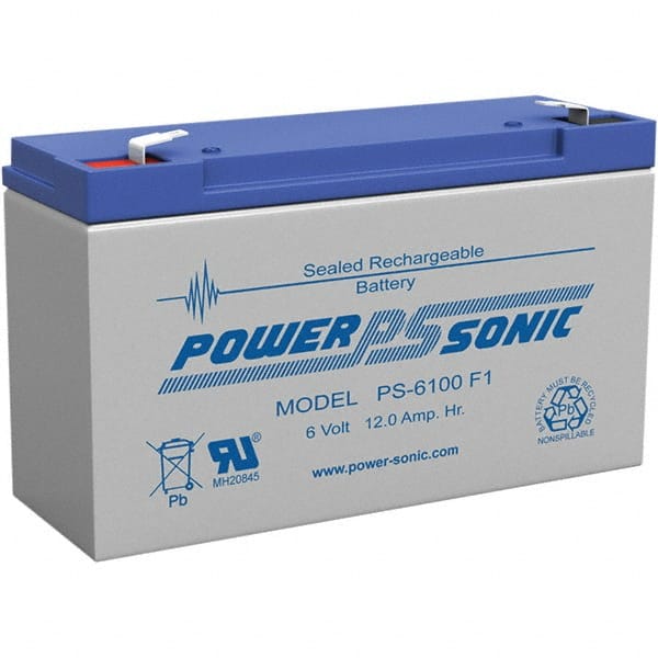 Power-Sonic PS-6100F1 Rechargeable Lead Battery: 6V, Quick-Disconnect Terminal 