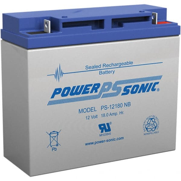 Power-Sonic PS-12180NB Rechargeable Lead Battery: 12V, Nut & Bolt Terminal 