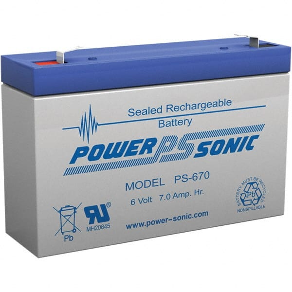 Power-Sonic PS-670F1 Rechargeable Lead Battery: 6V, Quick-Disconnect Terminal 