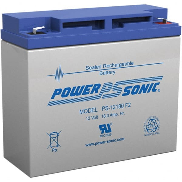 Power-Sonic PS-12180F2 Rechargeable Lead Battery: 12V, Quick-Disconnect Terminal 