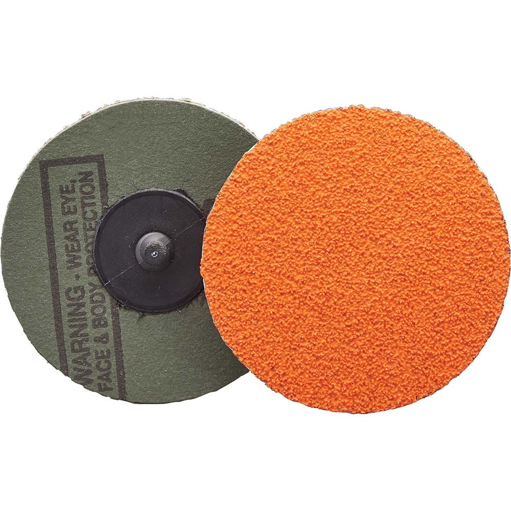 Quick-Change Disc: Power-Lock Type 3, 3" Disc Dia, 50 Grit, Ceramic Alumina, Coated
