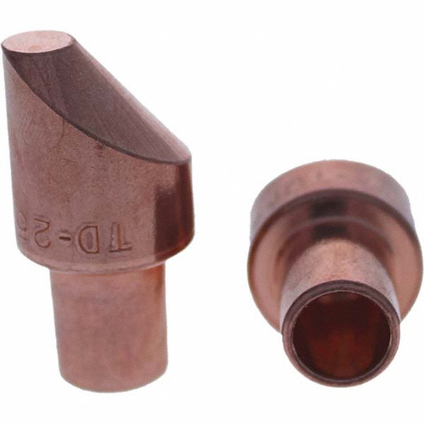 Spot Welder Tips: Tip Type: Male Cap D Nose (Offset); Material: RWMA Class 2 - C18200; Overall Length: 1.25 in