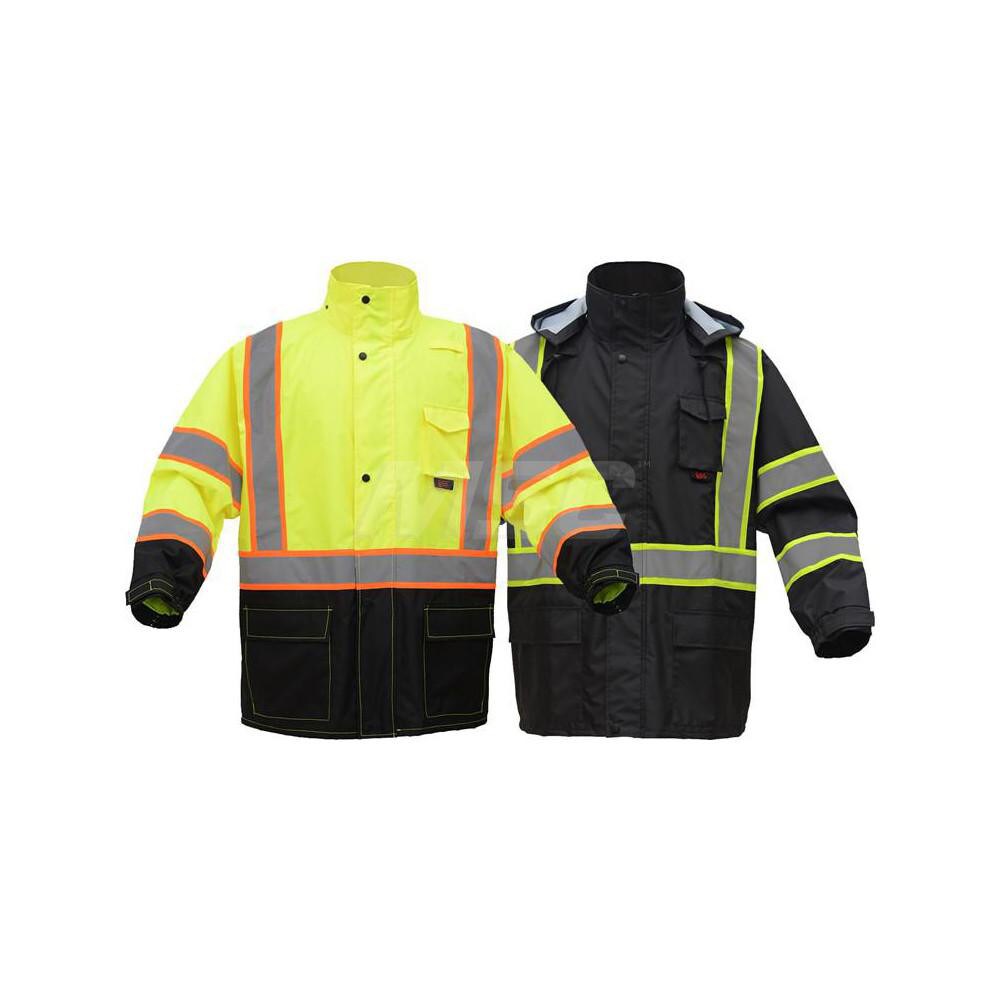 GSS Safety - Rain Jacket: Size 2XL & 3XL, Black, Polyester - 96371695 ...