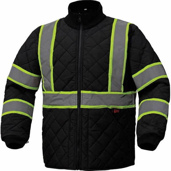 Rain Jacket: Size 2X-Large, Black, Polyester