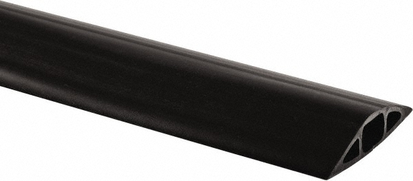 Floor Cable Cover: Polyvinylchloride, 1 Channel, 1/2" Max Cable Dia - 3" OAW, 25' OAL, Black