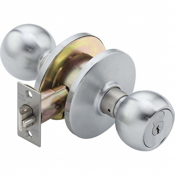 Knob Locksets; Type: Entrance; Tumbler ; Door Thickness: 1 3/8 - 1 7/8 ; Back Set: 2-3/4 (Inch); Material: Zinc ; Finish/Coating: Satin Chrome; Satin Chrome ; Compatible Door Thickness: 1 3/8 - 1 7/8