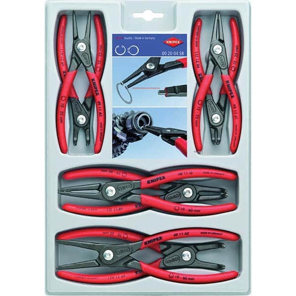 Plier Sets; Set Type: Internal Ring Pliers ; Container Type: Plastic Tray ; Overall Length: 5-1/4 in; 7-1/4 in ; Handle Material: Non-Slip Plastic