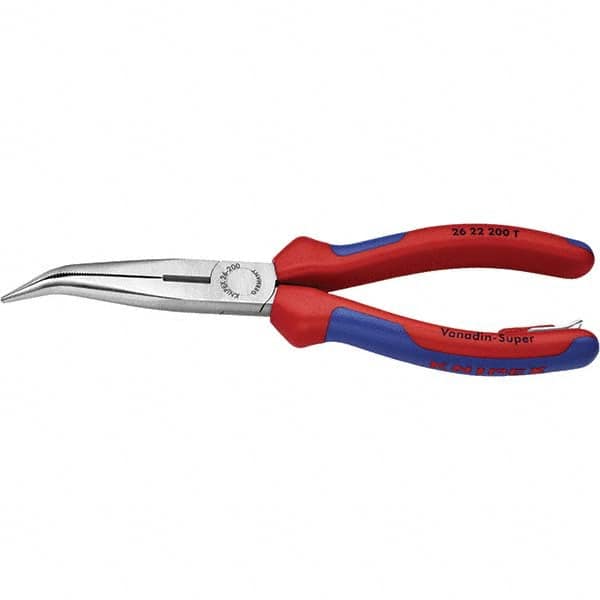 Bent Nose Pliers; Type: Bent Nose; Jaw Width: 9.5 mm; Jaw Bend: 40 0; Tip Thickness: 2.5 mm; Maximum Jaw Opening: 3.2 mm; Cutting Capacity: 2.2 mm; 3.2 mm; Body Material: Steel; Tether Style: Tether Capable; Standards: DIN ISO 5745; Tool Style: Angled Lon