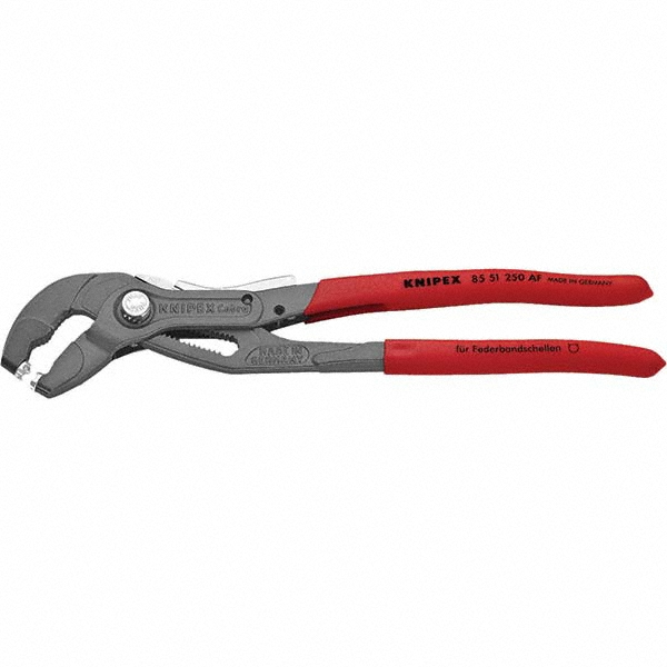 Knipex Pliers; Type: Hose Clamp Pliers ; Jaw Type: Rotating Tip ; Overall Length Range: 9" - 11.9" ; Overall Length (Inch): 9.8500 ; Style: Spring
