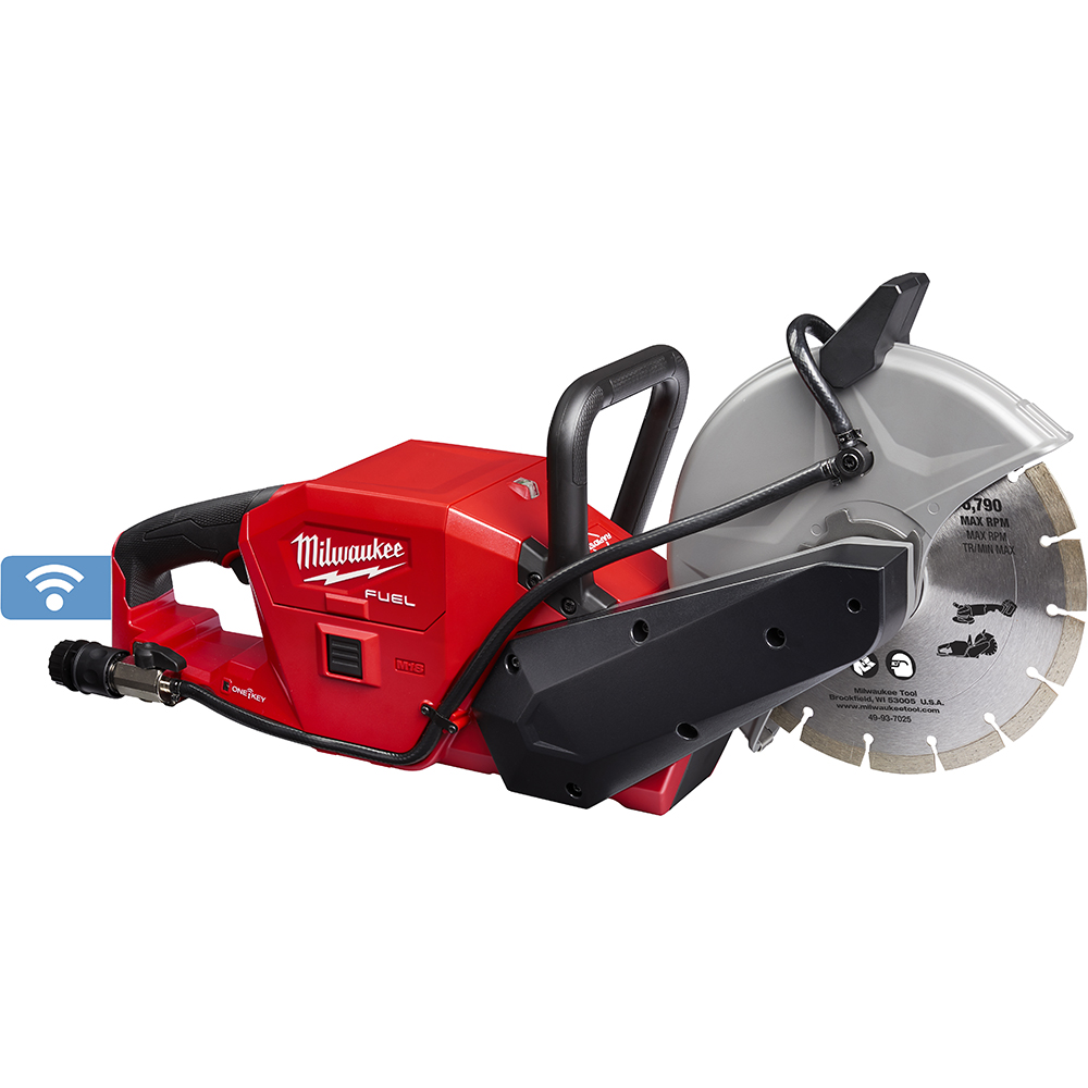 Cordless Circular Saw: 9" Blade, 18V, 6,600 RPM - 7/8" Arbor, 3-25/64" DP at 90 &deg;, Includes 9" X 3/32" X 7/8" Metal Cut-Off Wheel (49-94-9000), Diamond Premium Segmented Blades (Diamond-Premium-Segmented-Blades), Hex Wrench & Wrench