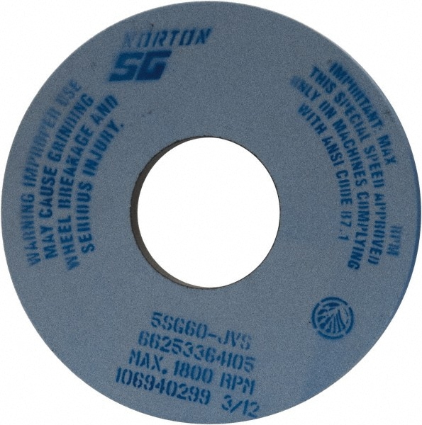 Norton 66253364105 Surface Grinding Wheel: 14" Dia, 1-1/2" Thick, 5" Hole, 60 Grit, J Hardness Image