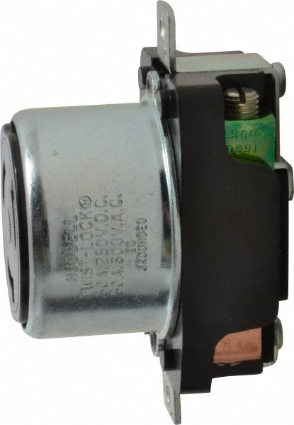 250 VDC, 600 VAC, 50 Amp, Self Grounding Receptacle - 3 Poles, 4 Wire, Female End, Black