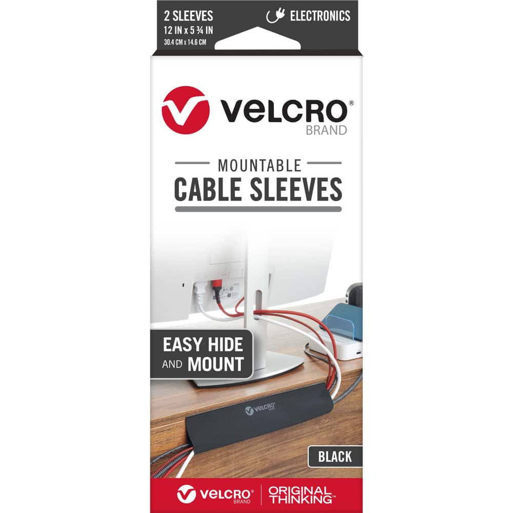 Cable Sleeves; Sleeve Type: Mountable Cable Sleeve ; Sleeving Construction: Nylon Knit Loop and Plastic Hook with Adhesive ; Closure Type: Hook & Loop ; Clarity: Opaque ; Material: Nylon; Polyethylene ; Color: Black