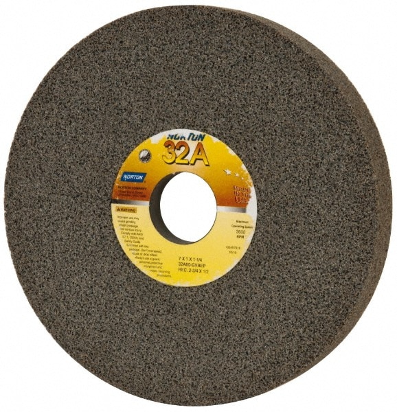 Norton 66252942800 Surface Grinding Wheel: 7" Dia, 1" Thick, 1-1/4" Hole, 60 Grit, G Hardness Image