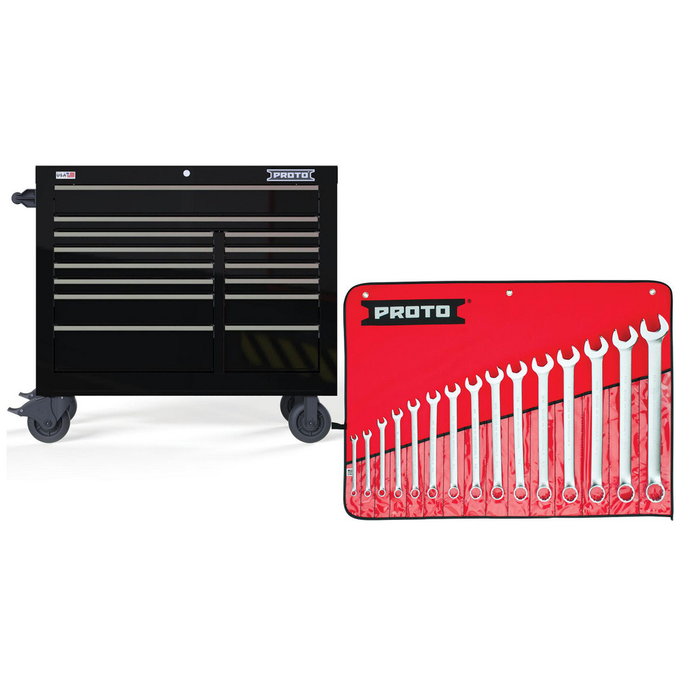 Steel Tool Roller Cabinet: 42" Wide, 38-1/2" High, 22-3/8" Deep, 14 Drawer