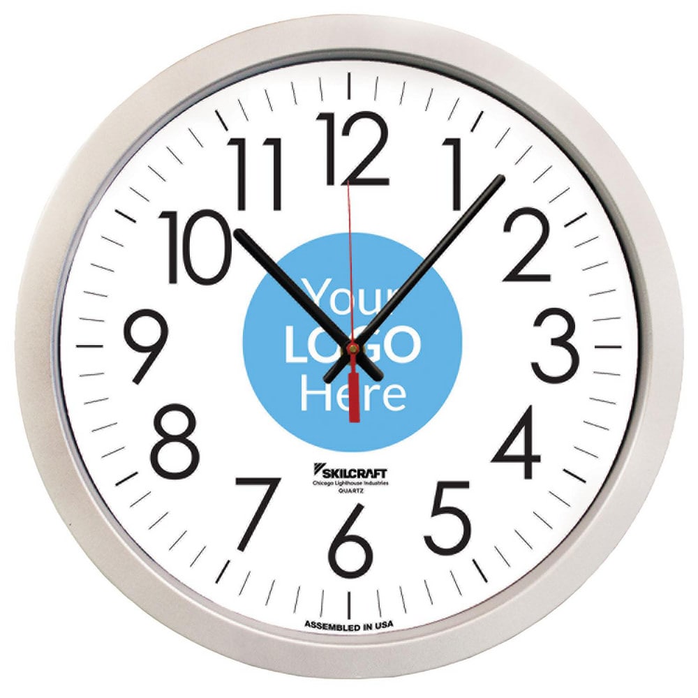 Ability One - Brush Bridles; 14.5 SLVR CUSTOM LOGO QUARTZ WALL CLOCK ...