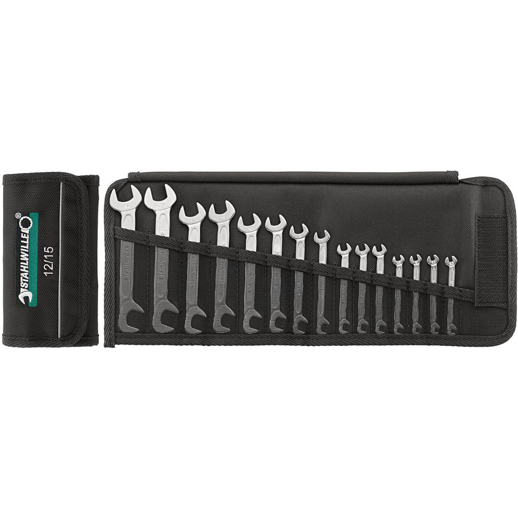 Stahlwille Double Head Open End Wrench Set: 10 Pc, 4 mm - 11 mm Wrench, Metric - Chrome Finish | Part #96400653