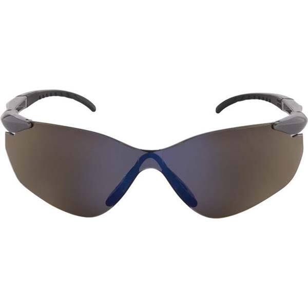 Safety Glass: Scratch-Resistant, Polycarbonate, Blue Lenses, Frameless, UV Protection