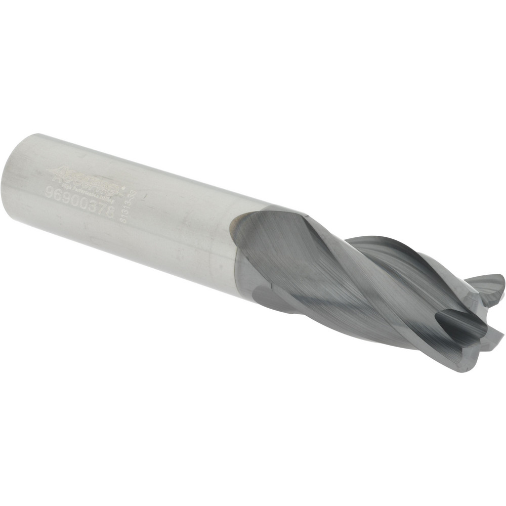 Accupro 6504376 Corner Radius End Mill: 5/8" Dia, 1-1/4" LOC, 0.09" Radius, 4 Flutes, Solid Carbide 