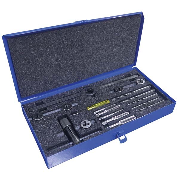 Tap & Die Set: M6 x 1 to M12 x 1.75 Taps, M6 x 1 to M12 x 1.75 Dies, Metric