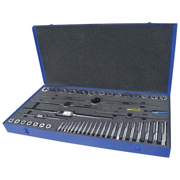 Tap & Die Set: 1/4-20 to 1-14 Taps, 1/4-20 to 1-14 Dies, Coarse & Fine