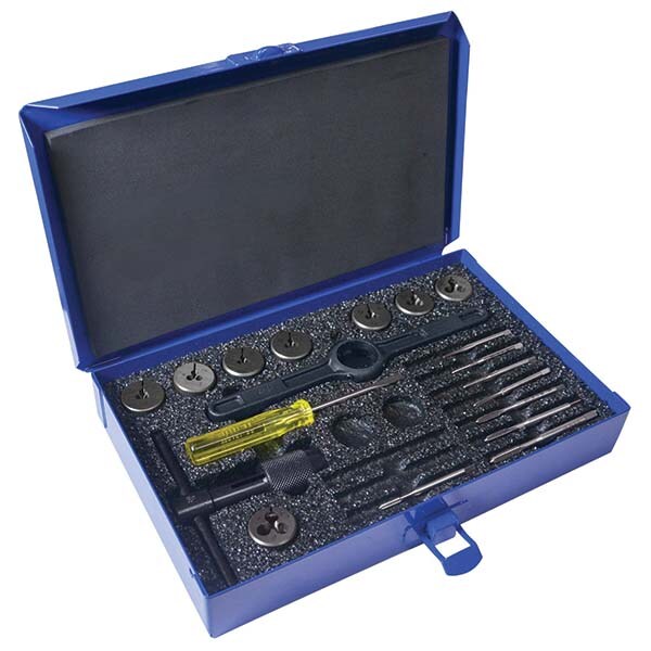 Tap & Die Set: #0-80 to #10-24 Taps, #0-80 to #10-24 Dies, Coarse & Fine
