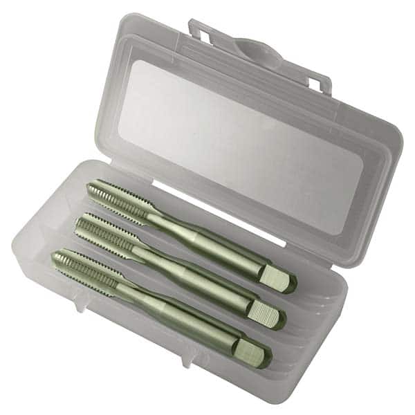 Greenfield Threading 330080 Tap Set: 1/4-20 UNC, 4 Flute, Bottoming Plug & Taper, High Speed Steel, Bright Finish 