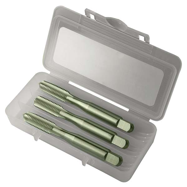 Greenfield Threading 330080 Tap Set: 1/4-20 UNC, 4 Flute, Bottoming Plug & Taper, High Speed Steel, Bright Finish Image