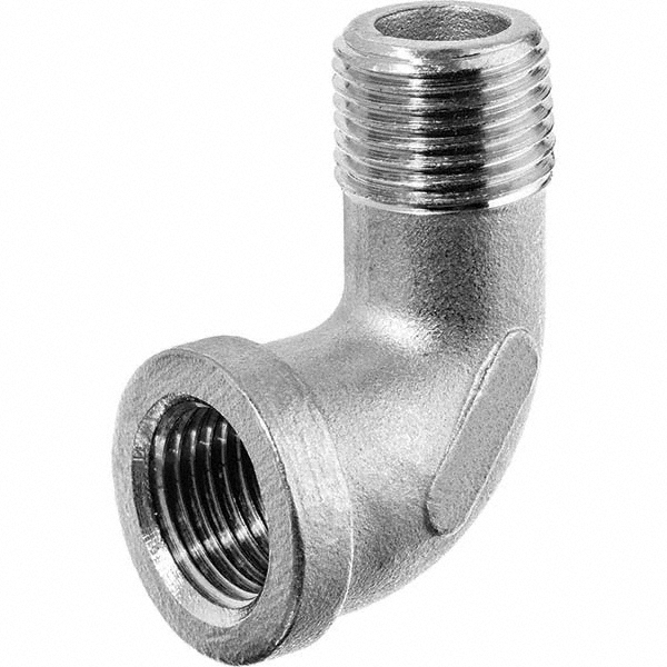 Pipe 90 deg Street Elbow: 1/4", 316 Stainless Steel - FNPT x MNPT, Threaded, ASME B1.20.1 & ASTM A351, 150 psi