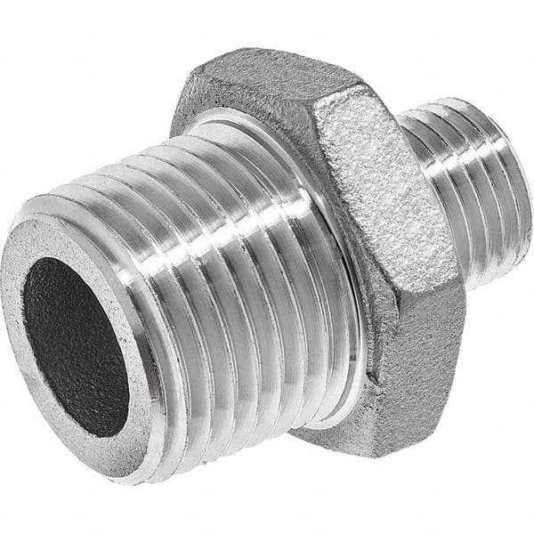 Hex Nipple 2" x 1/2" Male Stainless Steel SUS 304 Thread Reducer Pipe Fitting 
