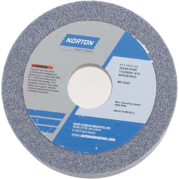 Norton 66252830832 Tool & Cutting Grinding Wheel: 5" Dia, 46 Grit, K Hardness, Type 6 Image