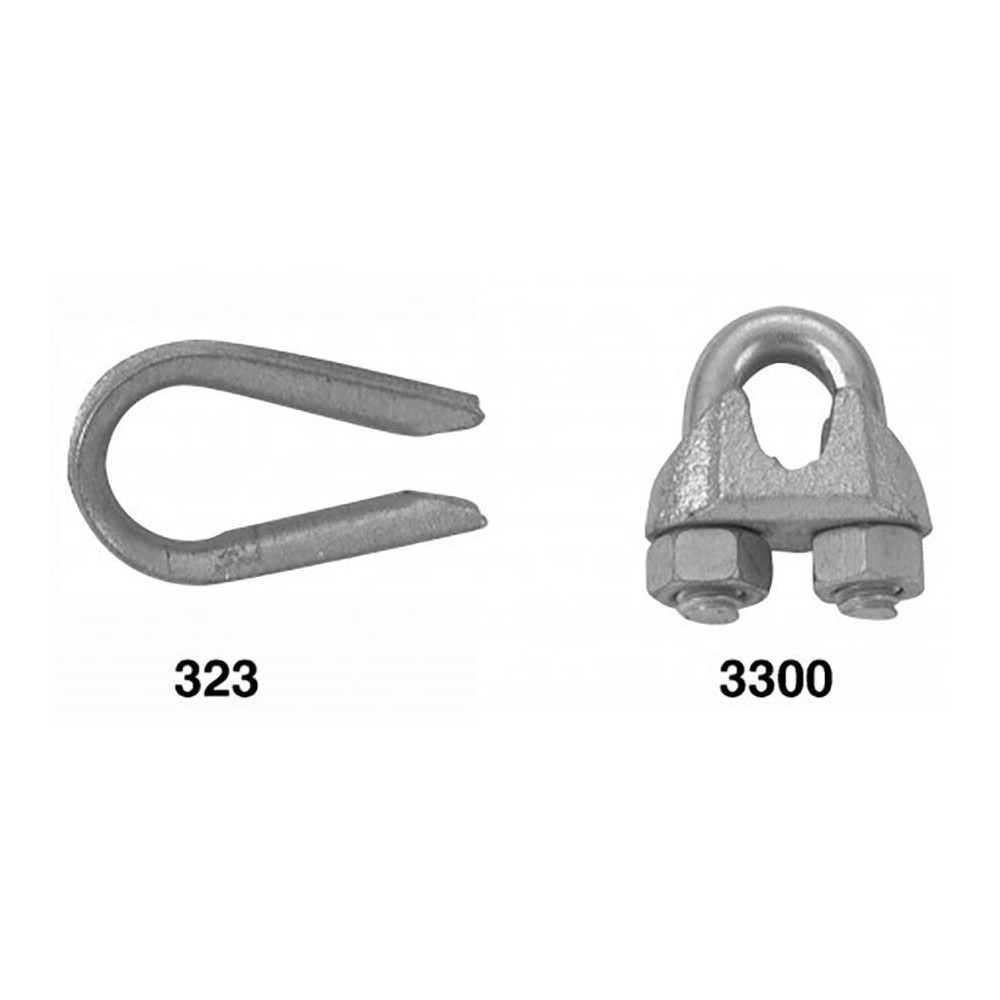Campbell Wire Rope Clip, Thimble Clip & Thimble 1/16" Rope Dia