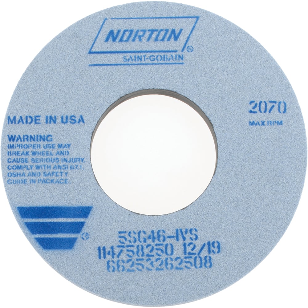 Norton 66253262508 Surface Grinding Wheel: 12" Dia, 1" Thick, 5" Hole, 46 Grit, I Hardness 