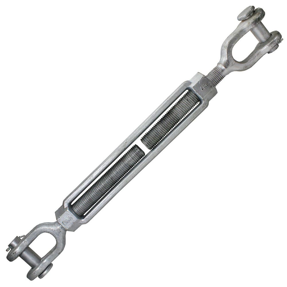Turnbuckles; Turnbuckle Type: Jaw & Jaw ; Working Load Limit: 280000 lb ; Thread Size: 1-3/4-18 in ; Turn-up: 18in ; Closed Length: 41.18in ; Material: Steel