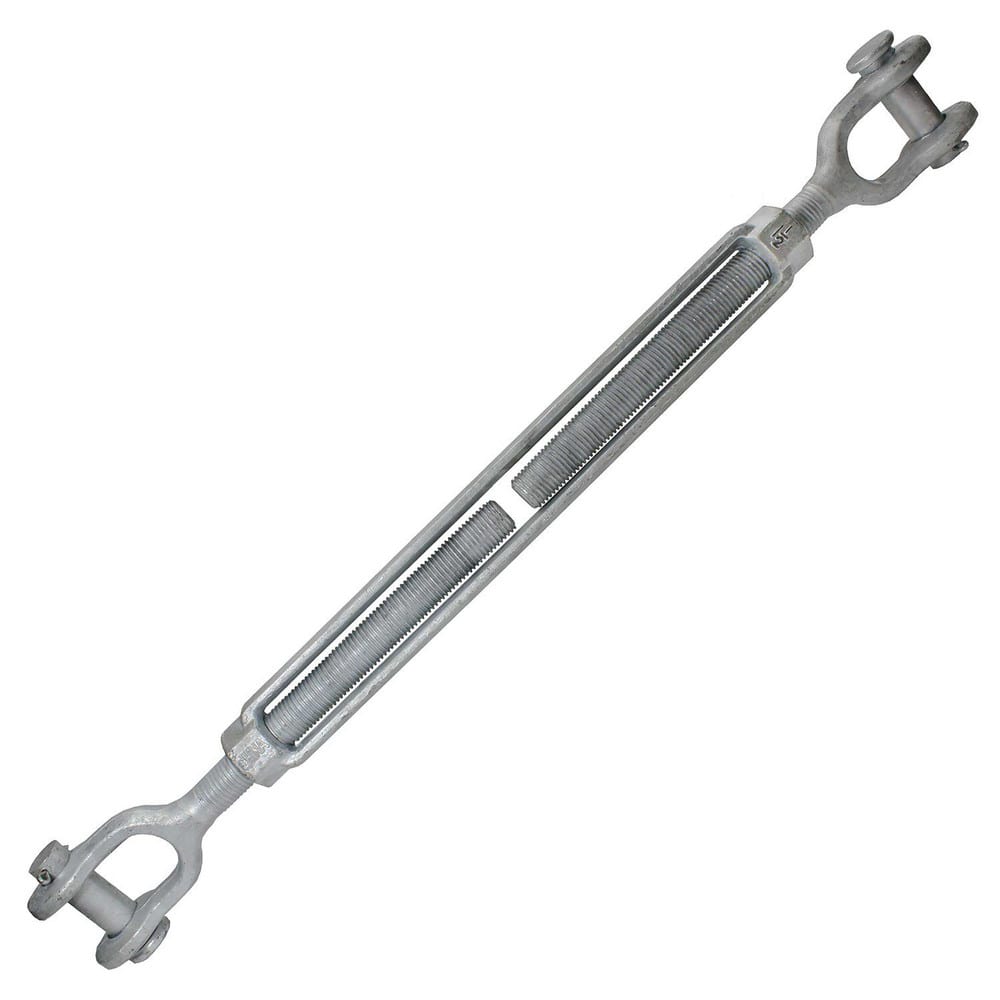 Turnbuckles; Turnbuckle Type: Jaw & Jaw ; Working Load Limit: 214000 lb ; Thread Size: 1-1/2-24 in ; Turn-up: 24in ; Closed Length: 43.50in ; Material: Steel