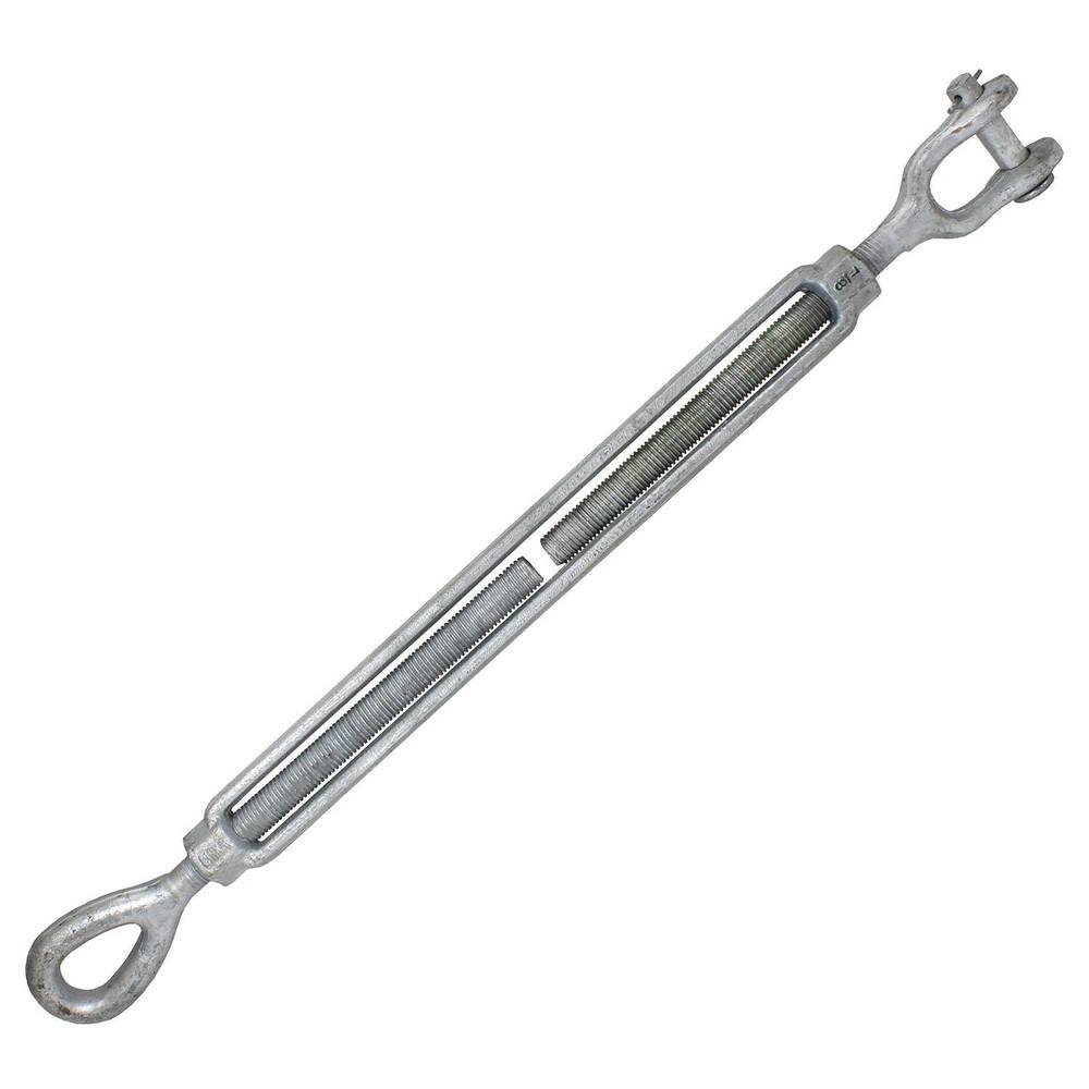 Turnbuckles; Turnbuckle Type: Jaw & Eye ; Working Load Limit: 7200 lb ; Thread Size: 7/8-18 in ; Turn-up: 18in ; Closed Length: 30.57in ; Material: Steel