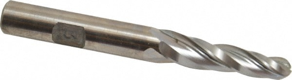 Made in USA BM-405 Tapered End Mill: 3 ° per Side, 1/4" Small Dia, 1-1/4" LOC, 3 Flutes, High Speed Steel, Ball End Image